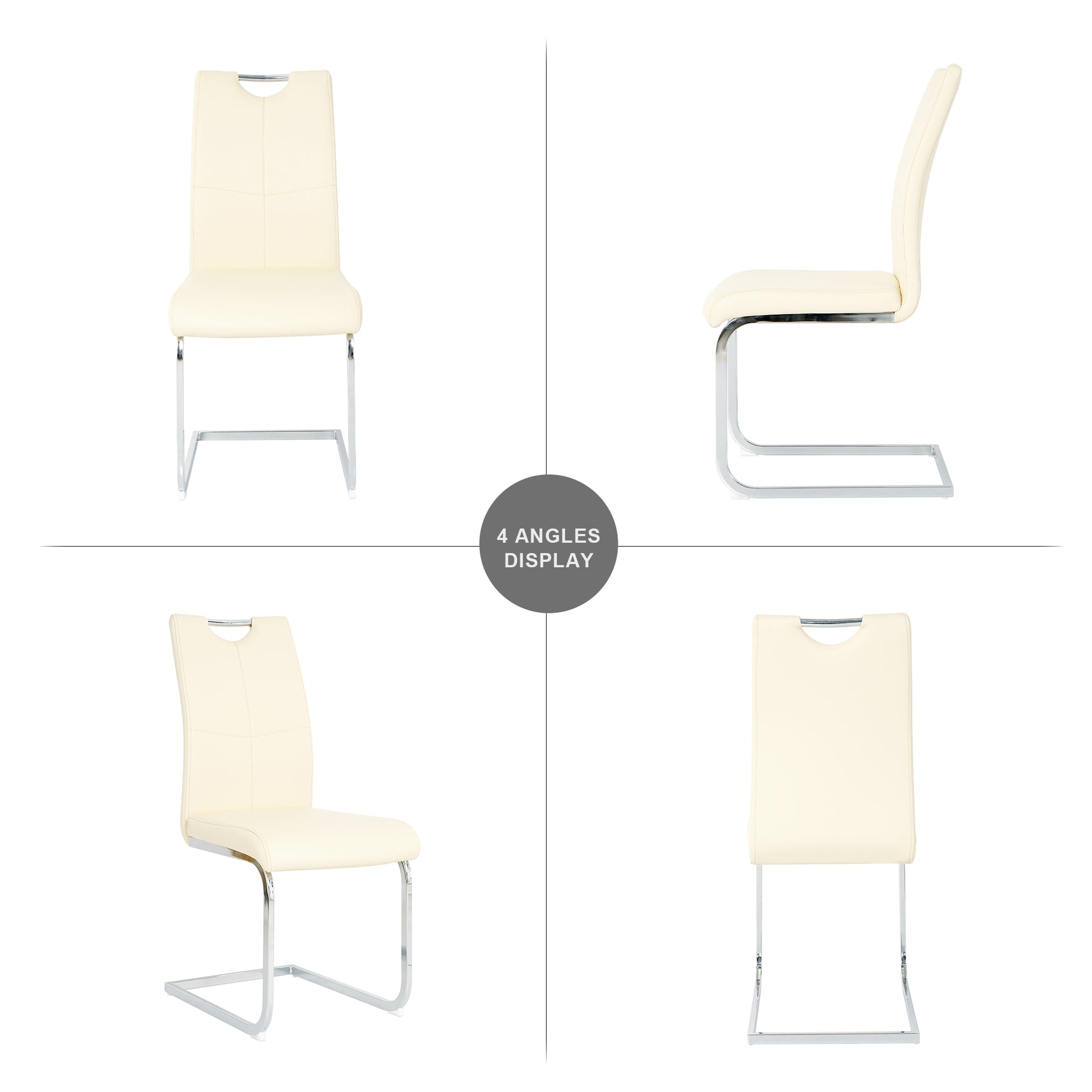 Modern Simple Rectangular Glass Dining Table, Solid Tempered Glass Countertop, Wood Transfer Metal Table Legs, Light Yellow Pu Dining Chair Set, Suitable For Restaurant Kitchen Use Set Of 5 Upholstered Chair Glass Light Yellow Seats 4 Metal Rectangular