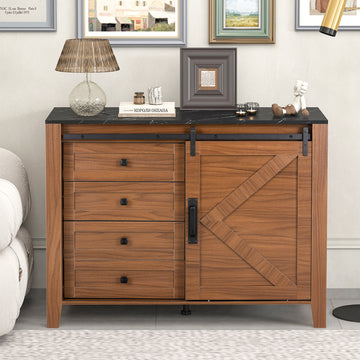 Drawer Dresser Cabinet,Sideboard,Bar Cabinet,Buffet Server Console,Table Storge Cabinets,Slide The Barn Door,Four Drawers,Metal Handle,For Dining Room,Living Room,Bedroom,Kitchen Hallway,Brown Black 3 4 Drawers Barn Door Brown Black Sliding Doors Primary