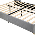 Queen Upholstered Platform Bed, Two Outlets And Usb Charging Ports On Both Sides, Two Bedside Pillows, Storage Shelves, Velvet,Gray Queen Gray Mdf Lvl