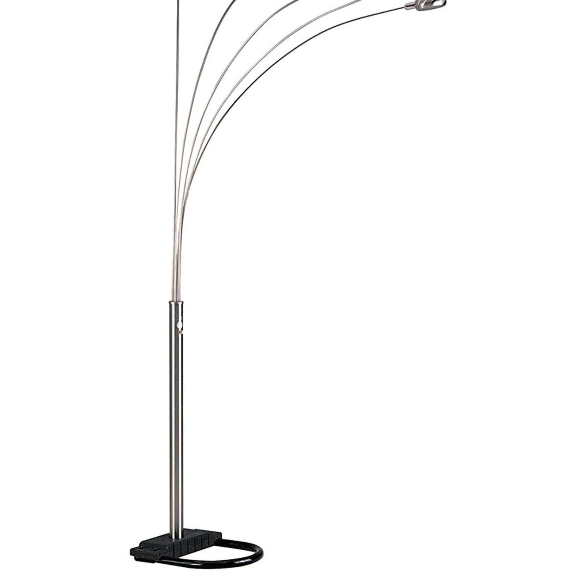 84" Tall Metal Floor Lamp With Satin Nickel Finish And 5 Adjustable Arch Arms Brushed Nickel Metal