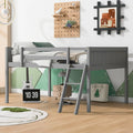 Full Size Wood Low Loft Bed With Ladder, Ladder Can Be Placed On The Left Or Right, Gray Old Sku:Gx000366Aae Box Spring Not Required Full Gray Wood Bedroom Solid Wood Mdf