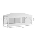 Outsunny 10' X 20' Party Tent, Outdoor Wedding Canopy & Gazebo With 6 Removable Sidewalls, Shade Shelter For Events, Bbqs, White White Steel