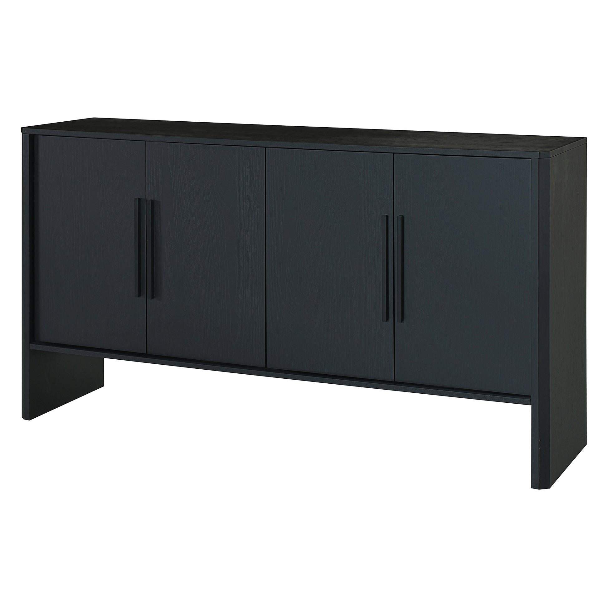 4 Door Large Storage Retro Sideboard With Adjustable Shelves And Long Handles For Kitchen, Dining Room And Living Room Black Black Mdf