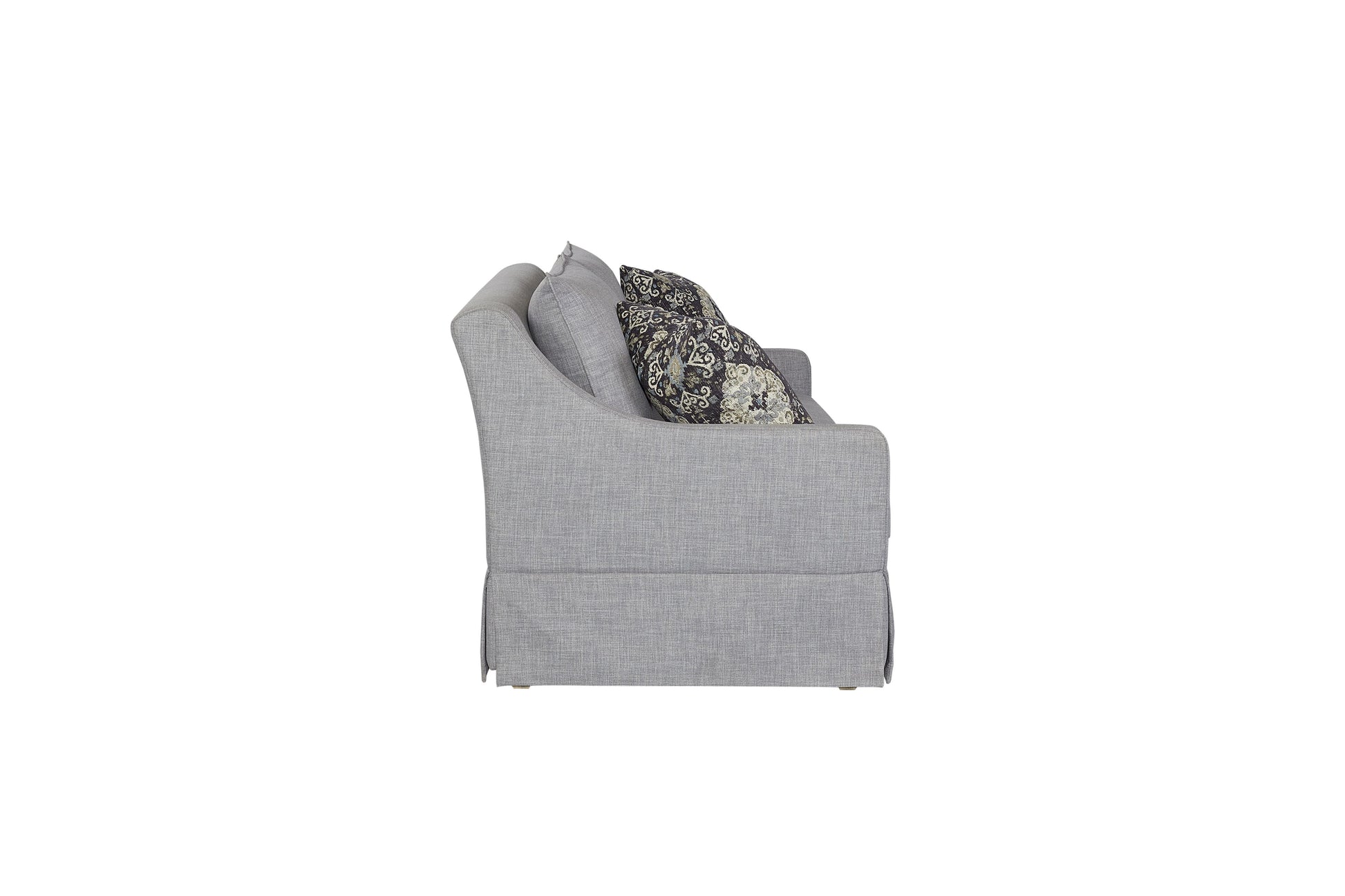 Sofa With Skirt And Reversable Cushions And 2 Pillows Light Gray Upholstered 3 Seat