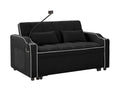 1 Versatile Foldable Sofa Bed In 3 Lengths, Modern Sofa Sofa Sofa Velvet Pull Out Bed, Adjustable Back And With Usb Port And Ashtray And Swivel Phone Stand Black Black Eucalyptus Solid Wood Mdf Resin 2 Seat