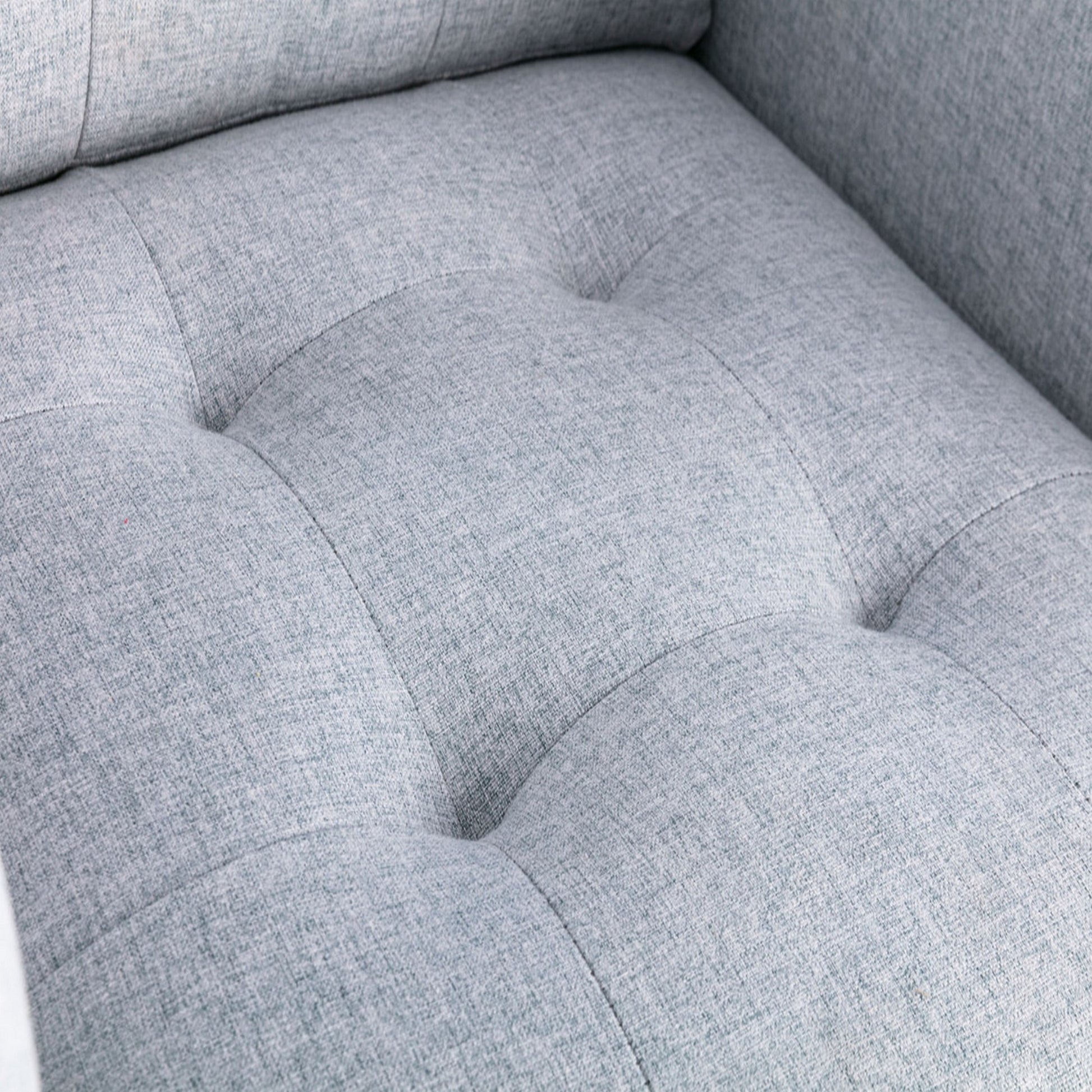Lewa 34 Inch Modern Accent Armchair, Silver Metal Legs, Tufted, Light Gray Gray Silver Wood Fabric