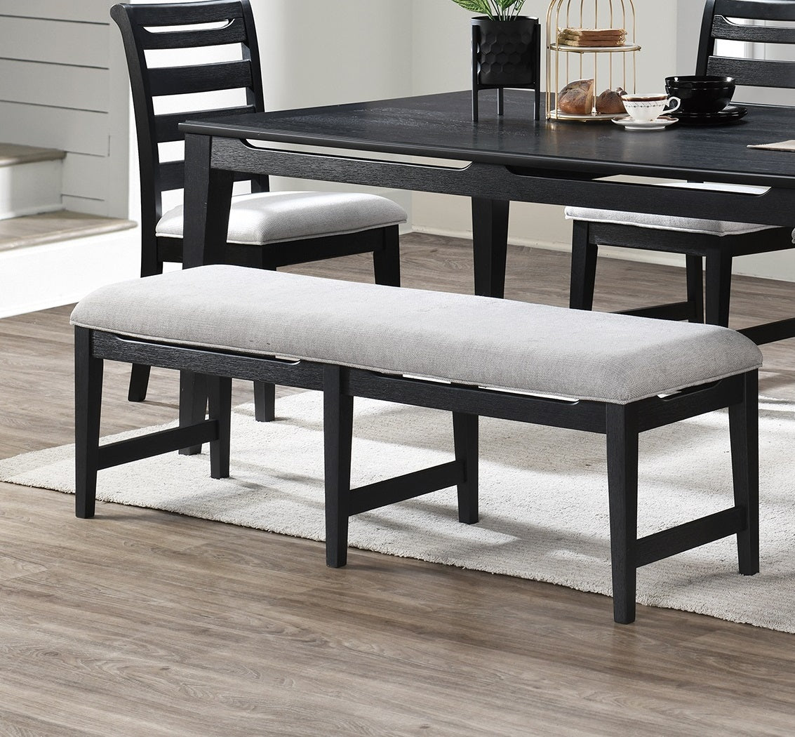 Modern 1Pc Dining Bench Black Frame Upholstered Cushion Plush Comfort Seat Kitchen Dining Room Furniture Black Dining Room Classic,Contemporary,Modern Rubberwood Fabric,Rubber Wood,Solid Wood