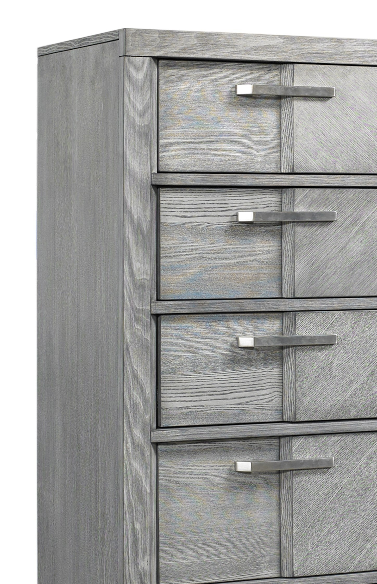 5 Drawer Chest In Gray Book Matched Veneers Gray Solid Wood Mdf