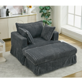 Arrived 47.7'' Oversized Corduroy Chaise Longue With Ottoman, Deep Seat Reclining Chair Sofa, Comfy Thicked Upholstered Pad Chair ,With Foot Stool ,Oversize, Movable Ottoman, Dark Gray Dark Gray