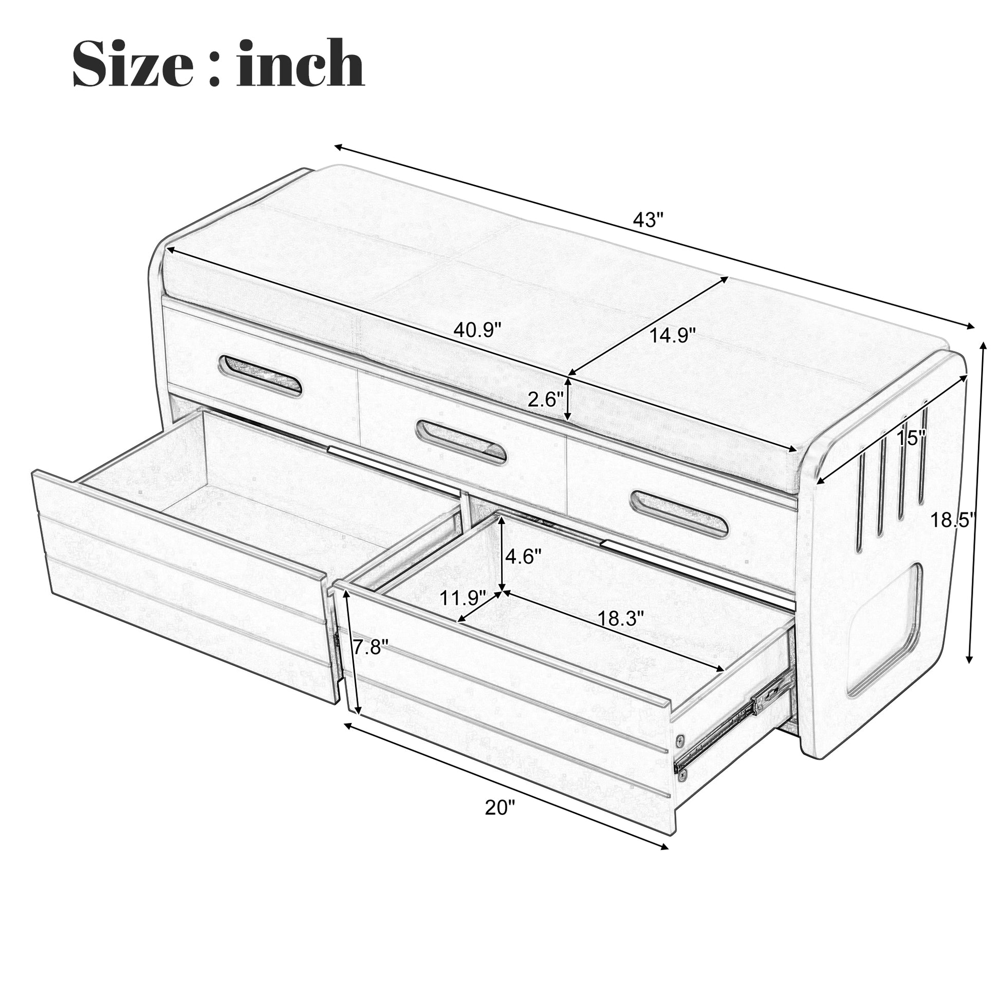 Rustic Storage Bench With 2 Drawers, Hidden Storage Space, And 3 False Drawers At The Top, Shoe Bench For Living Room, Entryway Espresso Espresso Mdf Acacia