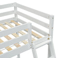 Twin Size High Loft Bed With Inclined Ladder, Guardrails,White Twin White American Design Pine