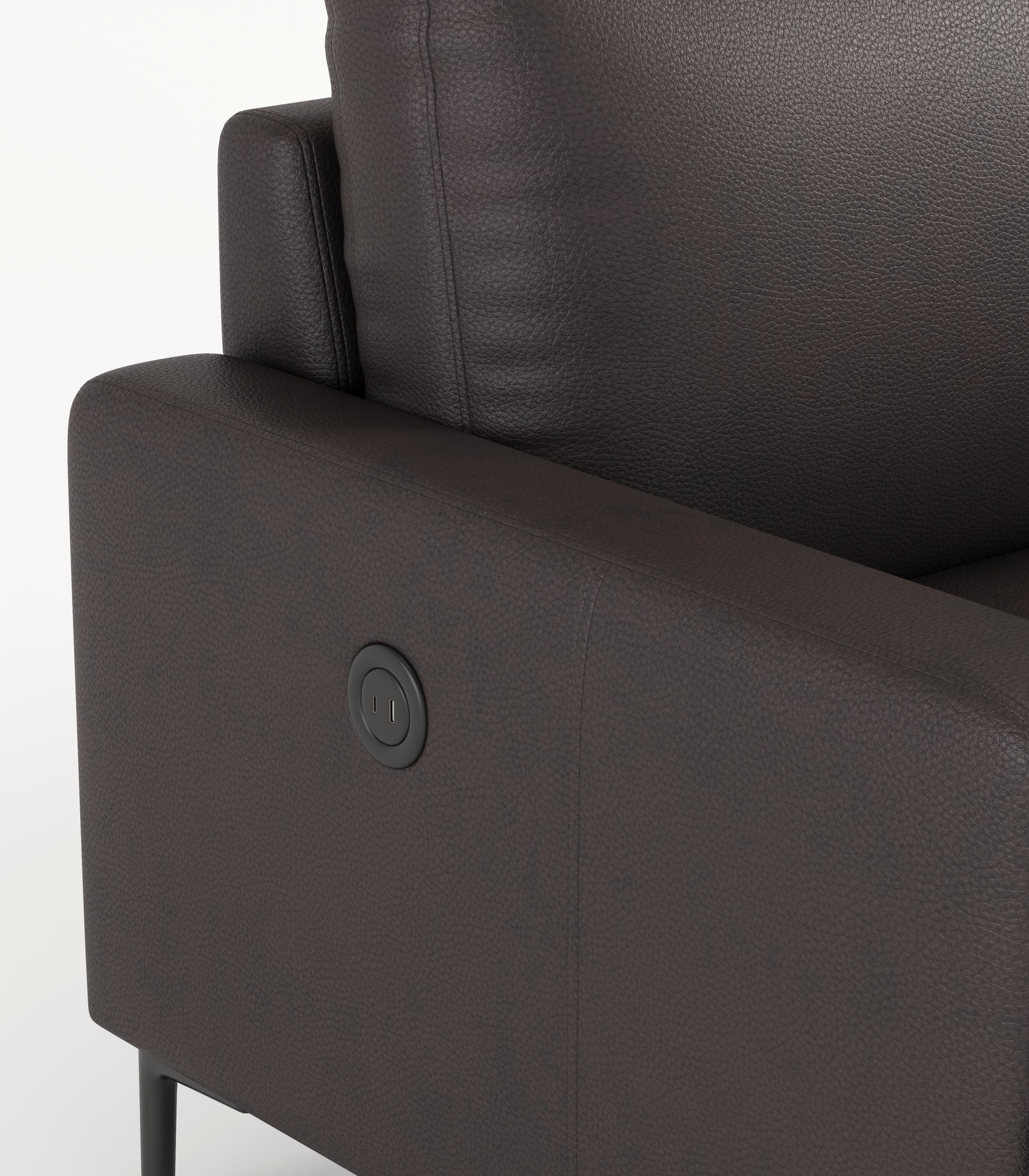 77" Brown Luxury Genuine Leather Match Contemporary Sofa With Usb Charger,3 Seats Comfy Coach For Living Room Home Office Dark Brown Wood Primary Living Space American Design Foam Genuine Leather 3 Seat