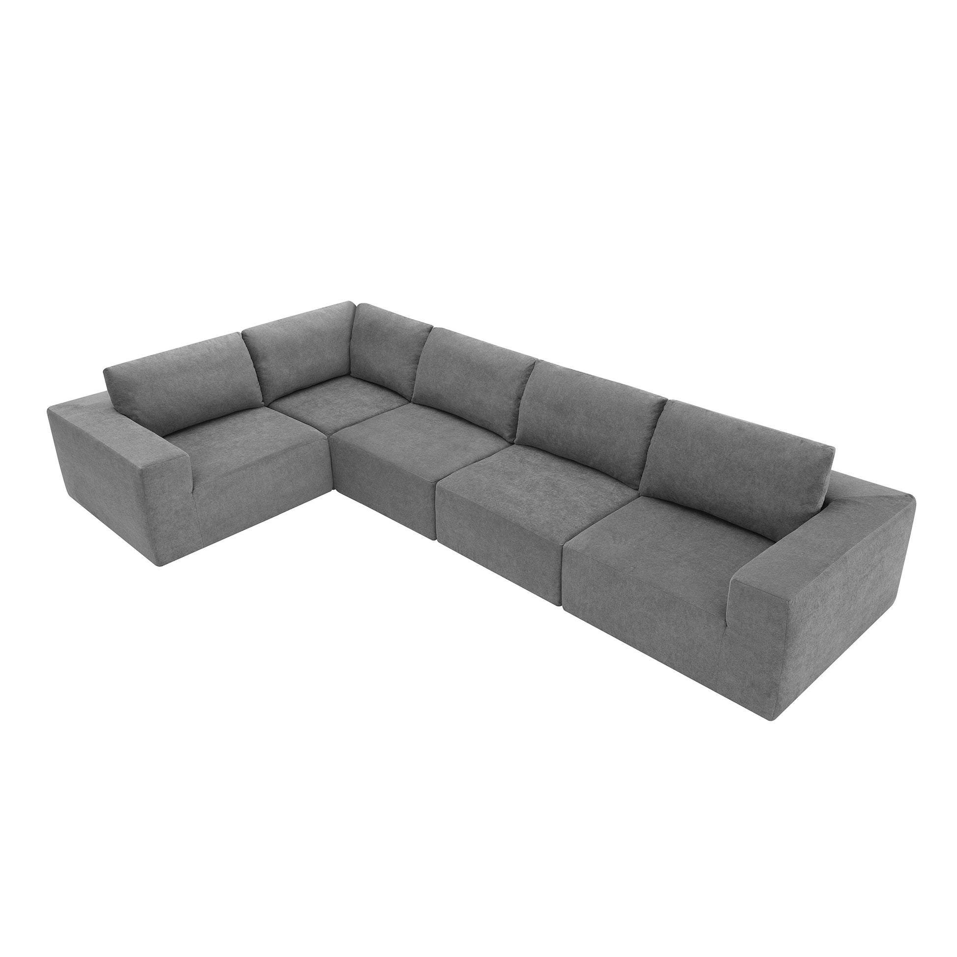 116*116" Modular L Shaped Sectional Sofa,Luxury Floor Couch Set,Upholstered Indoor Furniture,Foam Filled Sleeper Sofa Bed For Living Room,Bedroom,5 Pc Free Combination,3 Colors Gray Fabric 5 Seat