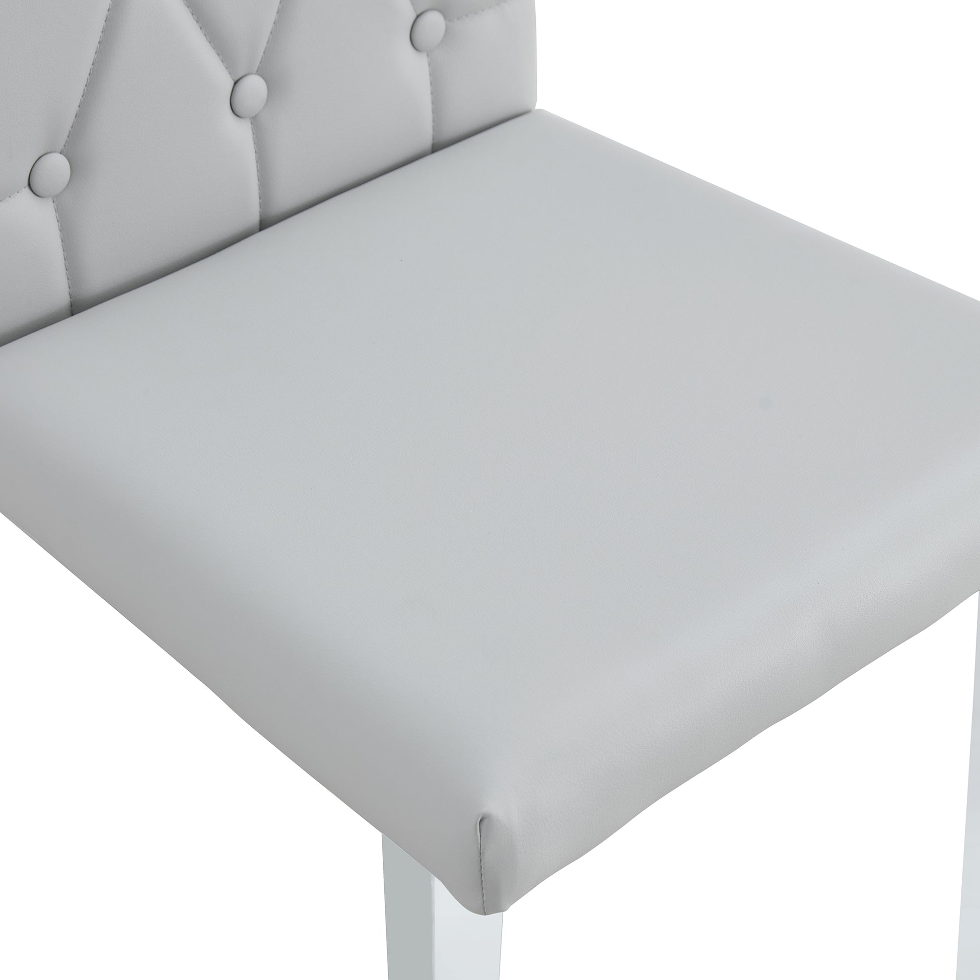 2 Piece Dining Chair, Modern Style Kitchen Upholstered High Back, Metal Leg Office Chair, Suitable For Dining Room, Office, Restaurant. Light Gray Pu
