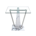 Table And Chair Set, Large Modern Rectangular Glass Table, Can Accommodate 6 8 People, Equipped With A 0.39 Inch Tempered Glass Tabletop And Mdf Table Legs.Paired With Comfortable And Soft Chairs. White Mdf Glass