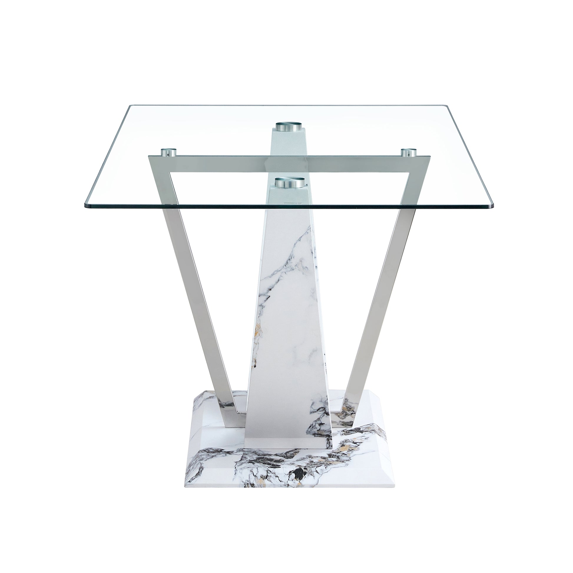 Table And Chair Set, Large Modern Rectangular Glass Table, Can Accommodate 6 8 People, Equipped With A 0.39 Inch Tempered Glass Tabletop And Mdf Table Legs.Paired With Comfortable And Soft Chairs. White Mdf Glass