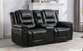 Home Theater Recliner Set Manual Recliner Chair With Wide Armrest, Two Built In Cup Holders For Living Room,Bedroom, Black Old Sku:Sg000760Aab Black Foam Pu Leather