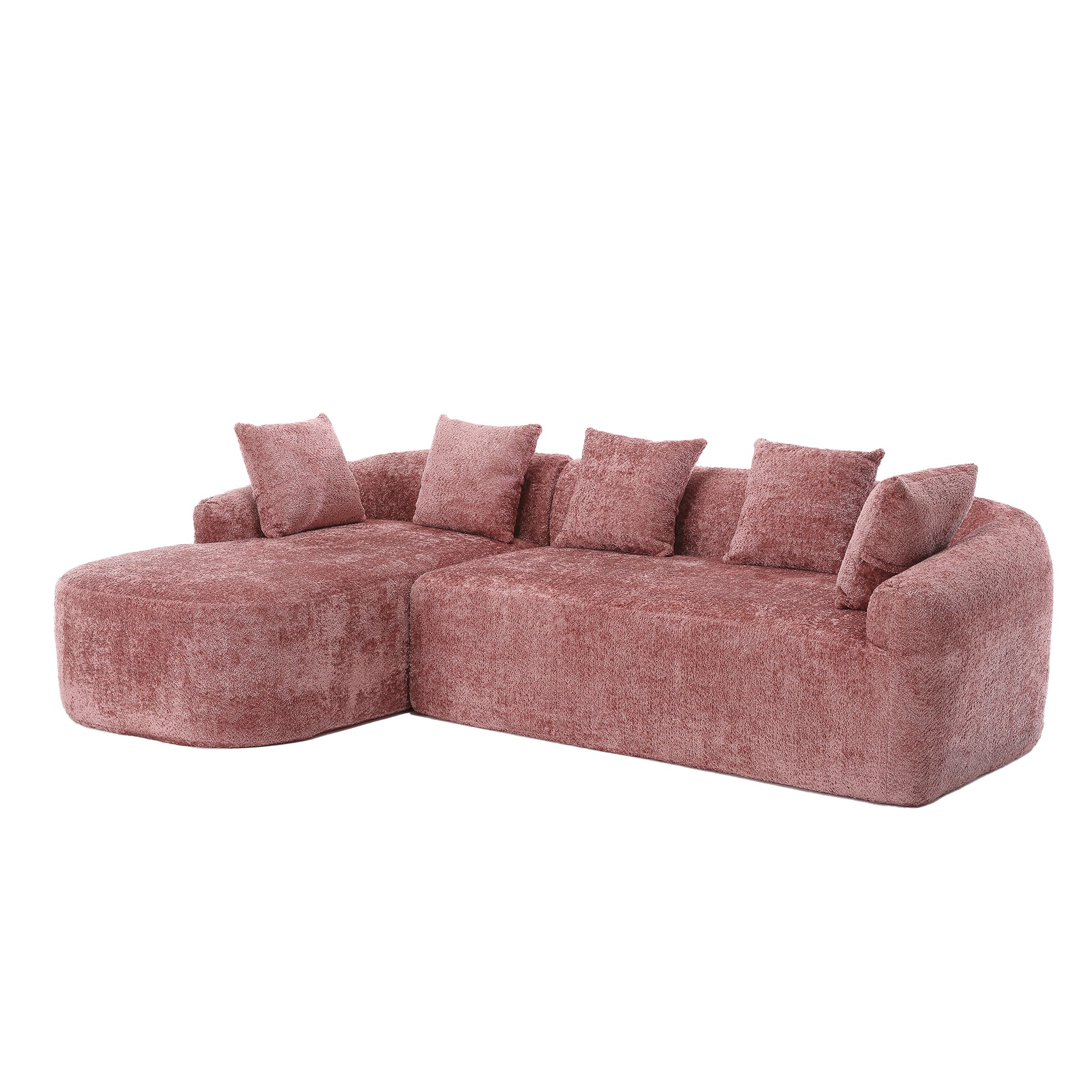 Coolmore Boucle Sofa 3 Seater For Living Room Oversized Comfy Sofa L Shape Sofa Couch With Chaise Home Furniture Sleeper Sectional Sofa For Apartment, Office Left Hand Facing Pink Pink Primary Living Space Foam Boucle 3 Seat