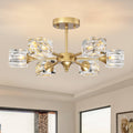 Modern Luxurious Crystal Ceiling Light, 6 Lights G9 Bulb Modern Crystal Ceiling Light For Dining Room, Pendant Lamp Ceiling Lighting For Living Bedroom Hall Balcony Matte Gold Gold American Design,Luxury,Modern,Vintage Metal Crystal