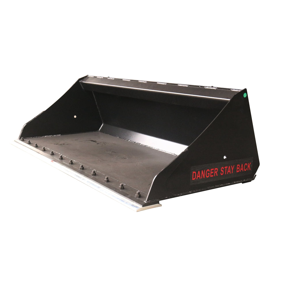 72" Skid Steer All Season Clean Up Bucket Attachment, Heavy Duty Smooth Bucket Quick Attach, Universal Mount Black Steel