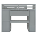 Twin Size Loft Bed With Desk, Wardrobes, 4 Drawers And 4 Shelves Gray Twin Gray Solid Wood