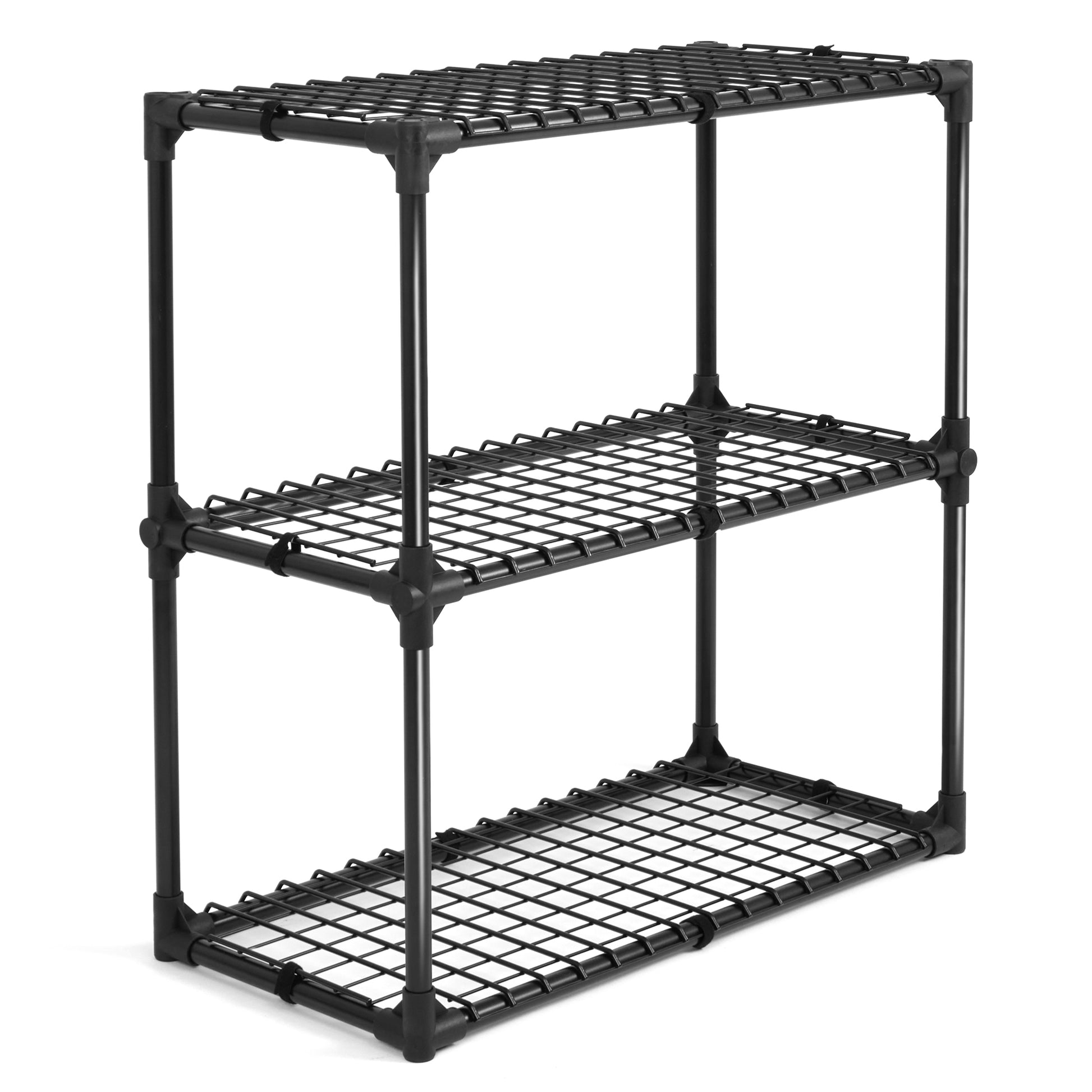 3 Shelf Wire Rack 1Pack Black Steel