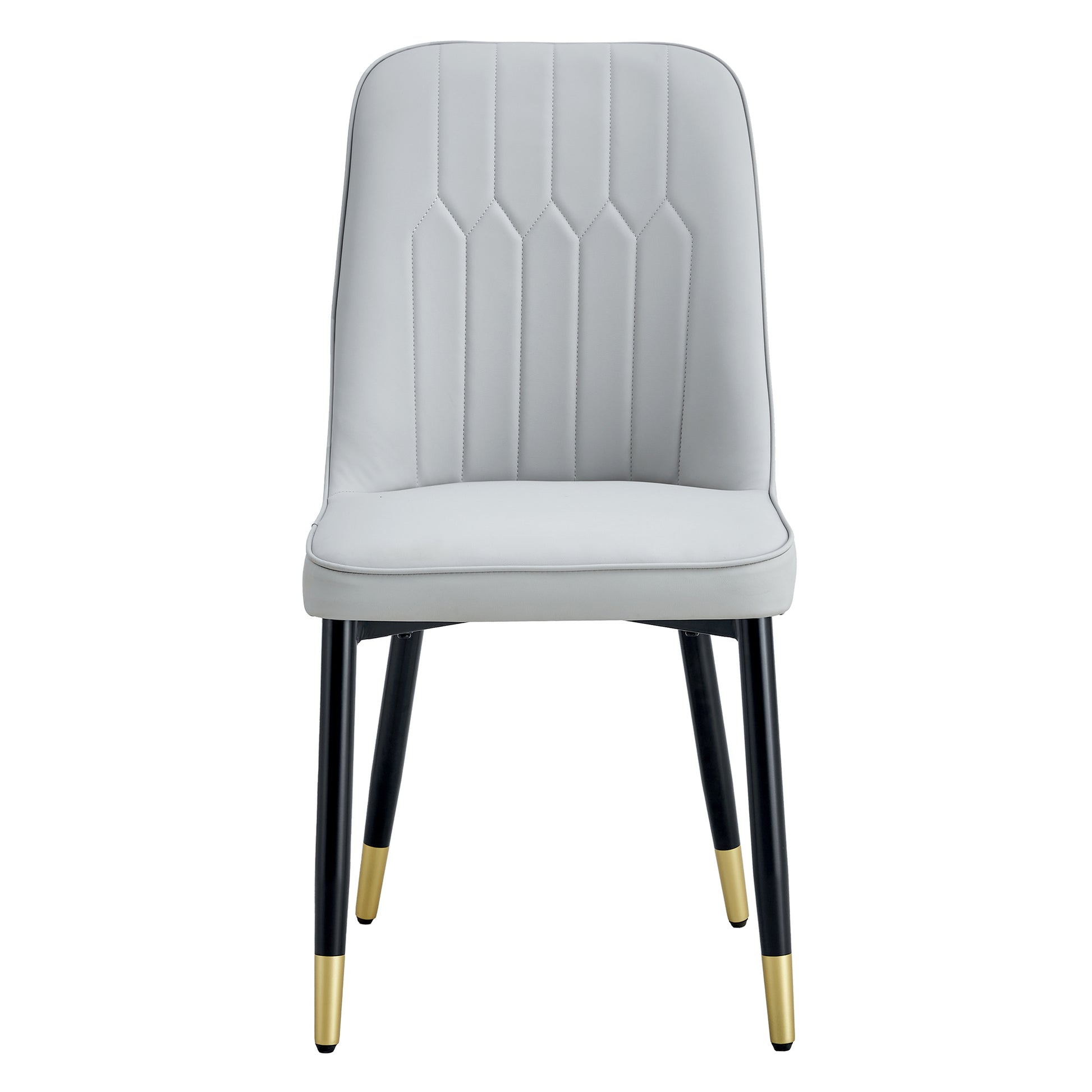 Table And Chair Set.The Table Has A Glass Top With Imitation Marble Pattern Stickers And Stainless Steel Golden Legs. Paried With Chairs With Pu Artificial Leather Backrest Cushions And Black Legs. Black Gold Seats 6 Glass Metal