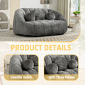 Coolmore Bean Bag Sofa Lazy Sofa Durable Comfort Lounger High Back Bean Bag Chair Couch For Adults And Kids, Indoor & Outdoor, Accent Floor Soft Lounge Chair Gray Chenille Gray Primary Living Space