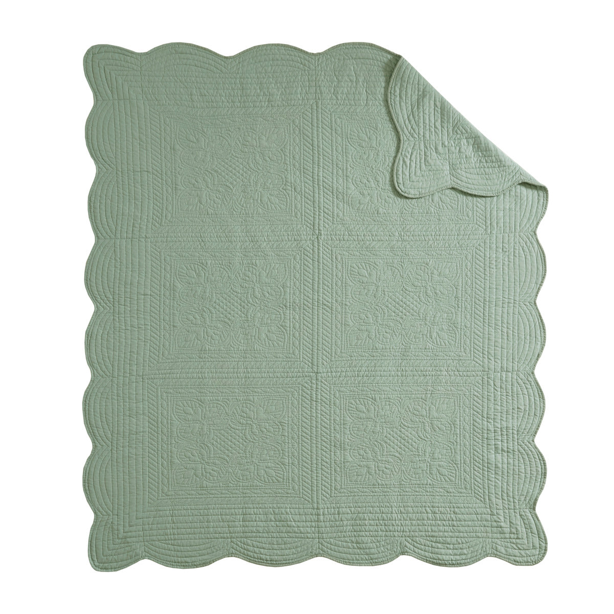 Oversized Quilted Throw With Soped Edges Seafoam 60X72" Seafoam Microfiber