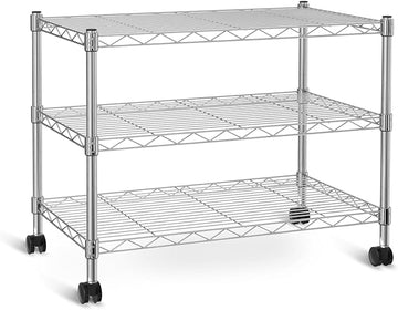3 Tier Heavy Duty Storage Shelves 750Lb Capacity, 24.02" D X 13.78" W X 21.97" H Shelving Unit For Pantry, Garage, Laundry And Kitchen Chrome Steel
