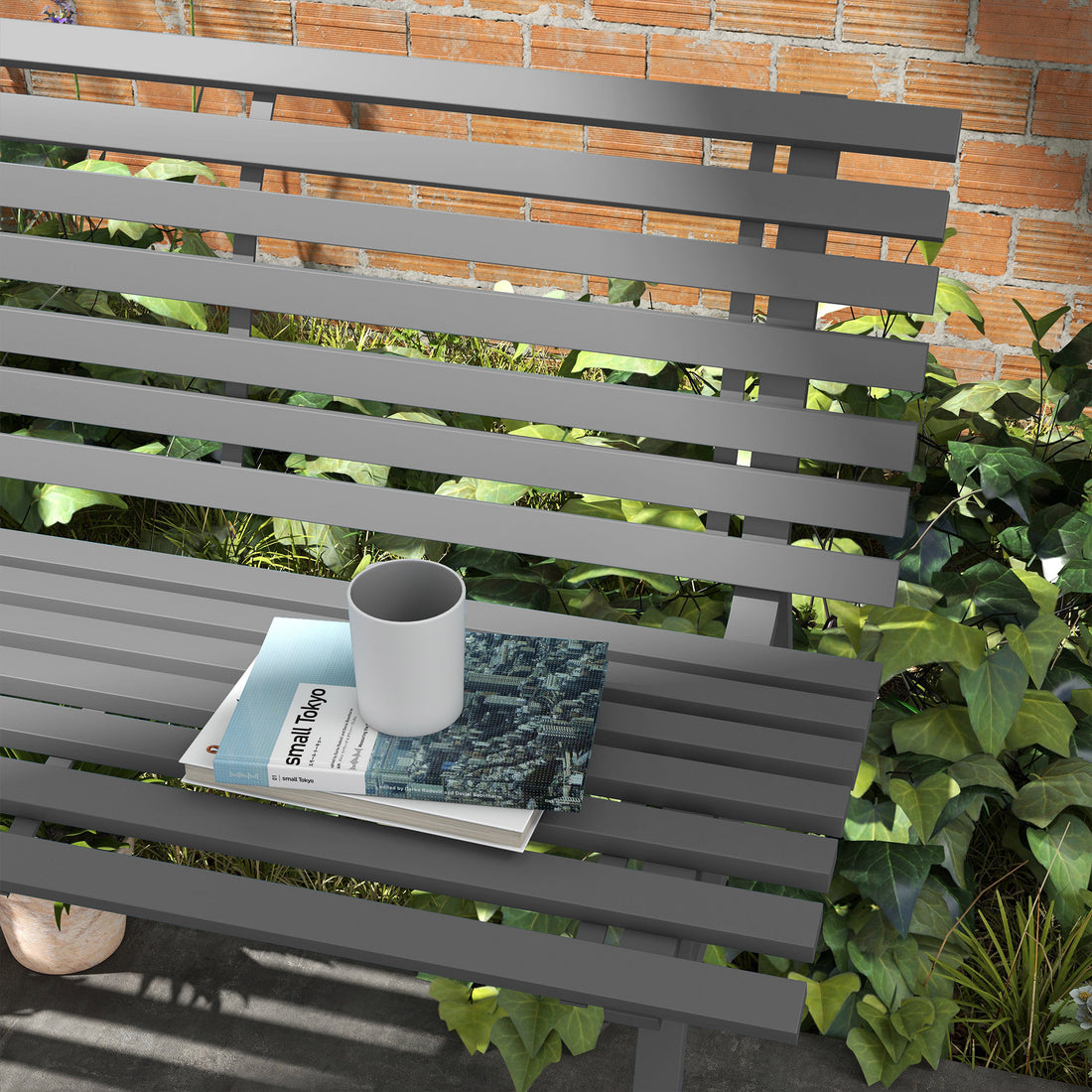 Outsunny 48.5" Garden Bench, Outdoor Patio Bench, Lightweight Aluminum Park Bench With Slatted Seat For Lawn, Park, Deck, Gray Grey Aluminum