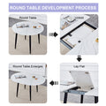 Table And Chair Set.Modern Extendable Mdf Dining Table.The Table Has A Telescopic Design, Suitable For Gatherings Of Different Size.Paired With 4 Light Gray Chairs With Pu Cushions And Metal Legs. Light Gray,White Seats 4 Mdf Metal