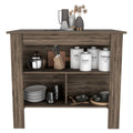 Brooklyn Kitchen Island, Three Concealed Shelves Dark Brown Kitchen Contemporary Rectangular Stationary Kitchen Islands Pine Melamine Engineered Wood Medium 40 55In