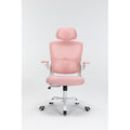 Ergonomic Mesh Office Chair With 3D Adjustable Lumbar Support, High Back Desk Chair With Flip Up Arms, Executive Computer Chair Home Office Task Swivel Rolling Chairs For Adults Cushion Metal Solid Pink Office Sponge Dry Clean Round Handle Office Chairs