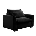 Black Corduroy Deep Seat Single Sofa Accent Chair,Deep Seat Couch With Waist Pillow For Living Room Apartment Office Black Corduroy 1 Seat