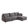Multi Module Combination Style Sofa For Living Room, Bedroom And Other Lounge Spaces, Modern Minimalist Corduroy Combination Sofa With 2 Comfort Cushions With Usb & C Charging Ports,Gray,Two Sets Gray Foam Fabric 8 Seat