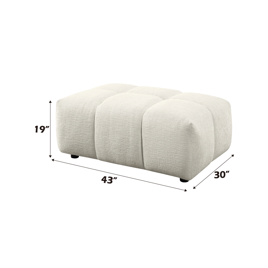 Loanna Ottoman, Beige Linen Lv04044 Beige Upholstered