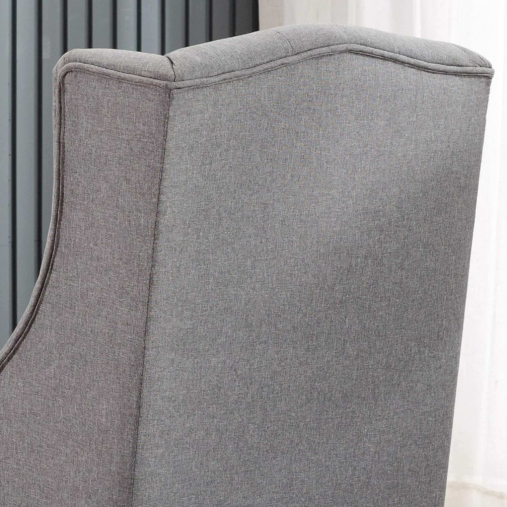 1Pc Modern Living Room Button Tufted Wingback Accent Chair Steel Grey Luxury Look Diamond Button Tufted Pattern Gray Primary Living Space Traditional Foam Wood
