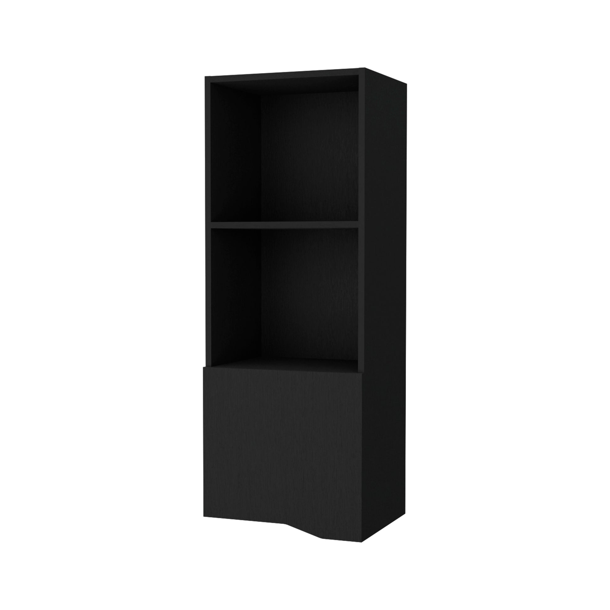 Pima Wall Cabinet In Melamine With One Door, Black 3 4 Shelves Black Primary Living Space Wall Mounted Modern Particle Board Melamine