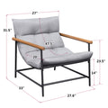 Modern Accent Chair, Living Room Reading Chair With Sturdy Metal Frame Grey Primary Living Space Casual Foam Metal