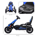 Aosom Kids Pedal Go Kart, Outdoor Ride On Toy With Adjustable Seat, Swing Axle, Handbrake, 4 Non Slip Eva Wheels For Boys And Girls Aged 3 8 Years Old, Blue Blue Plastic