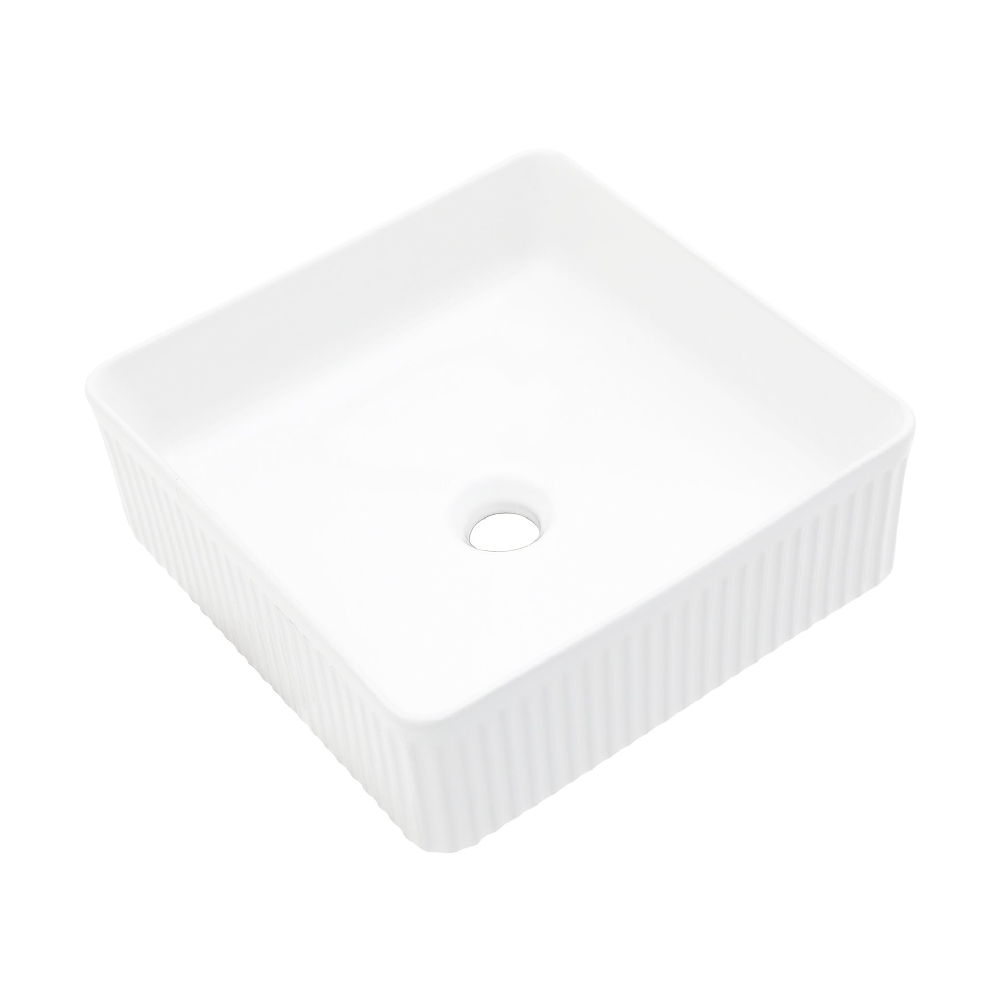 15.69"X15.69" White Ceramic Square Vessel Bathroom Sink White Ceramic