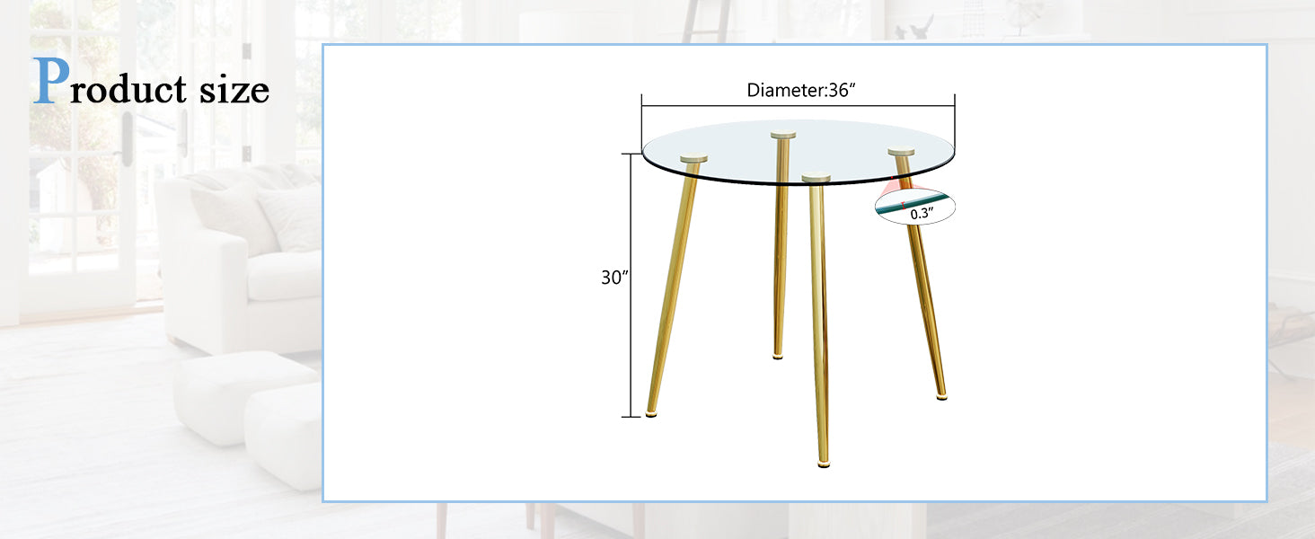 Round Dining Table With Glass Top, Gilded Metal Legs, Exquisite Living, Starting From The Details, The Gold Legs Show An Extraordinary Texture, Which Is The Finishing Touch To Your Home. Transparent Glass Metal