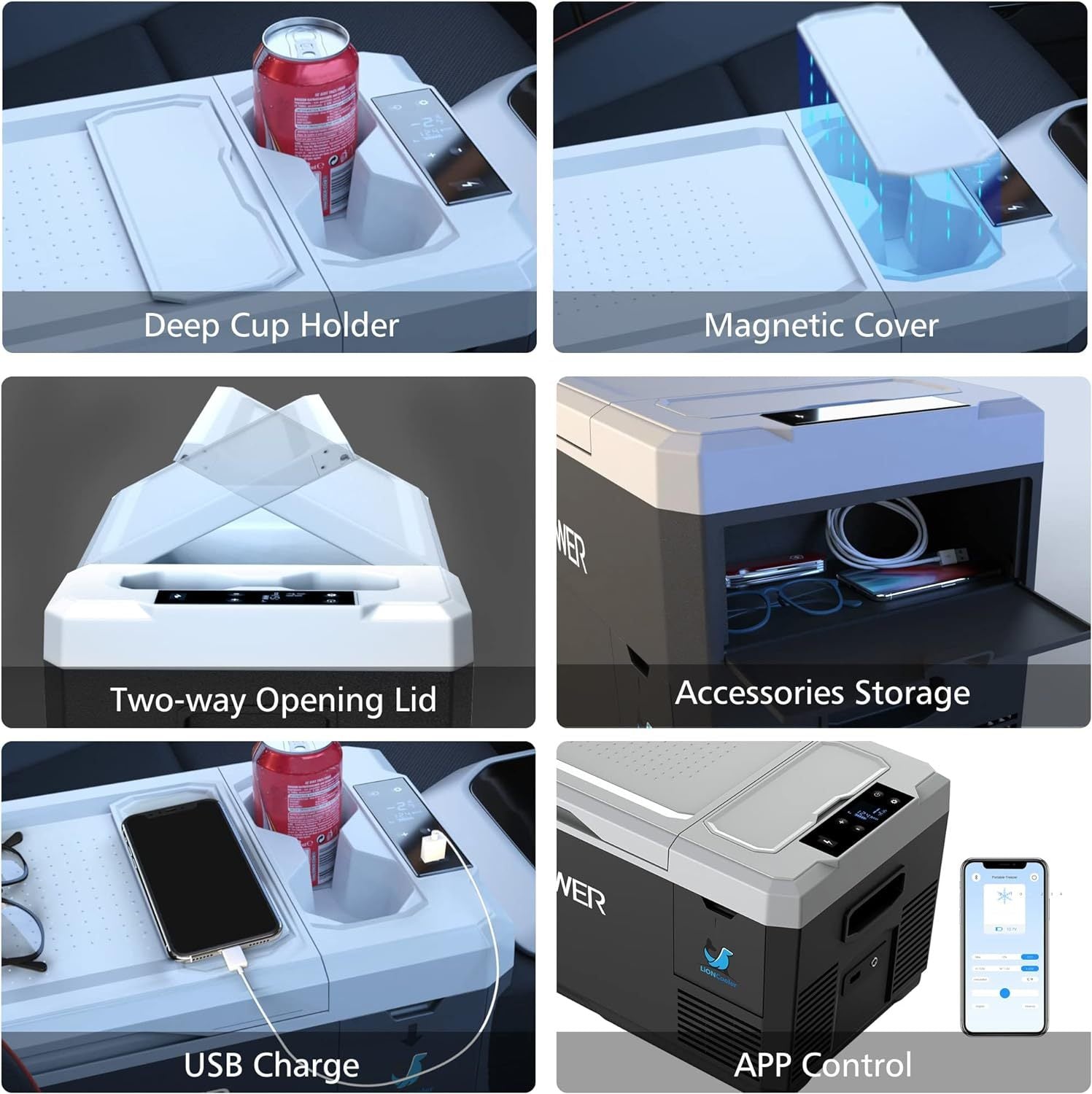V18 Portable Refrigerator, 19Qt Car Freezer With App Control,12V,45W Low Noice Cooler For Rv, Boat White Plastic