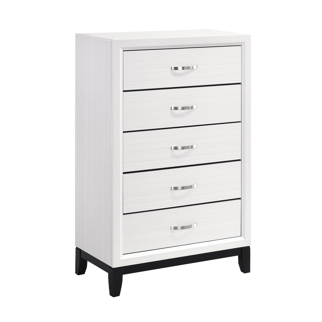 Modern Contemporary White Finish Storage Chest Of 5X Drawers 1Pc Wooden Bedroom Furniture White Wood