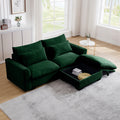 Sectional Sofa Comfy Corduroy Couch For Living Room With Pillows And Round Armrests, Modern Corduroy Sofa Sleeper Deep Couches With Storage Ottoman Green, 2 Seat Green Corduroy 2 Seat