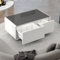 Modern Smart Coffee Table With Built In Fridge, Bluetooth Speaker, Wireless Charging, Touch Control Panel, Usb Ports, Outlet Protection, Atmosphere Light, Black Black White Built In Outlets Or Usb Primary Living Space Freestanding Rectangular Drawers