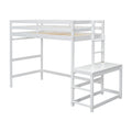 Twin Size High Loft Bed With Ladder Landing Platform, Ladders, Guardrails,White Twin White Wood Bedroom American Design Pine Bed Frame Pine