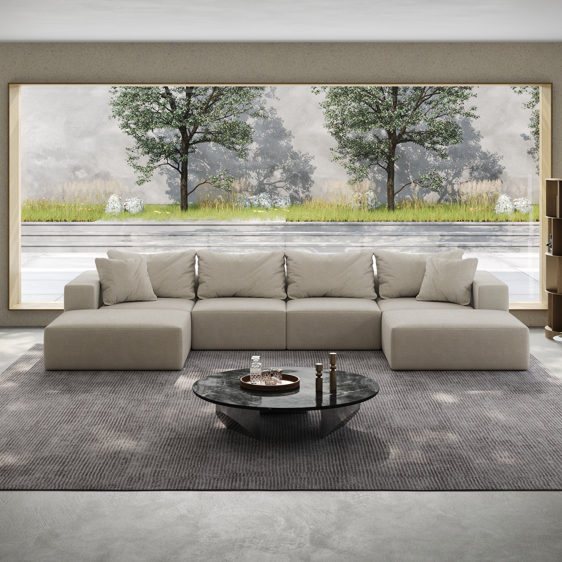 Oversized Sponge Cloud Sofa,Modern Upholstered Sectional Sofa Couch Set,Modular 162" L Shaped Sectional Living Room Sofa Set With 6 Pillows,Free Combination Sofa Couch For Living Room,Bedroom Beige Foam Chenille 6 Seat