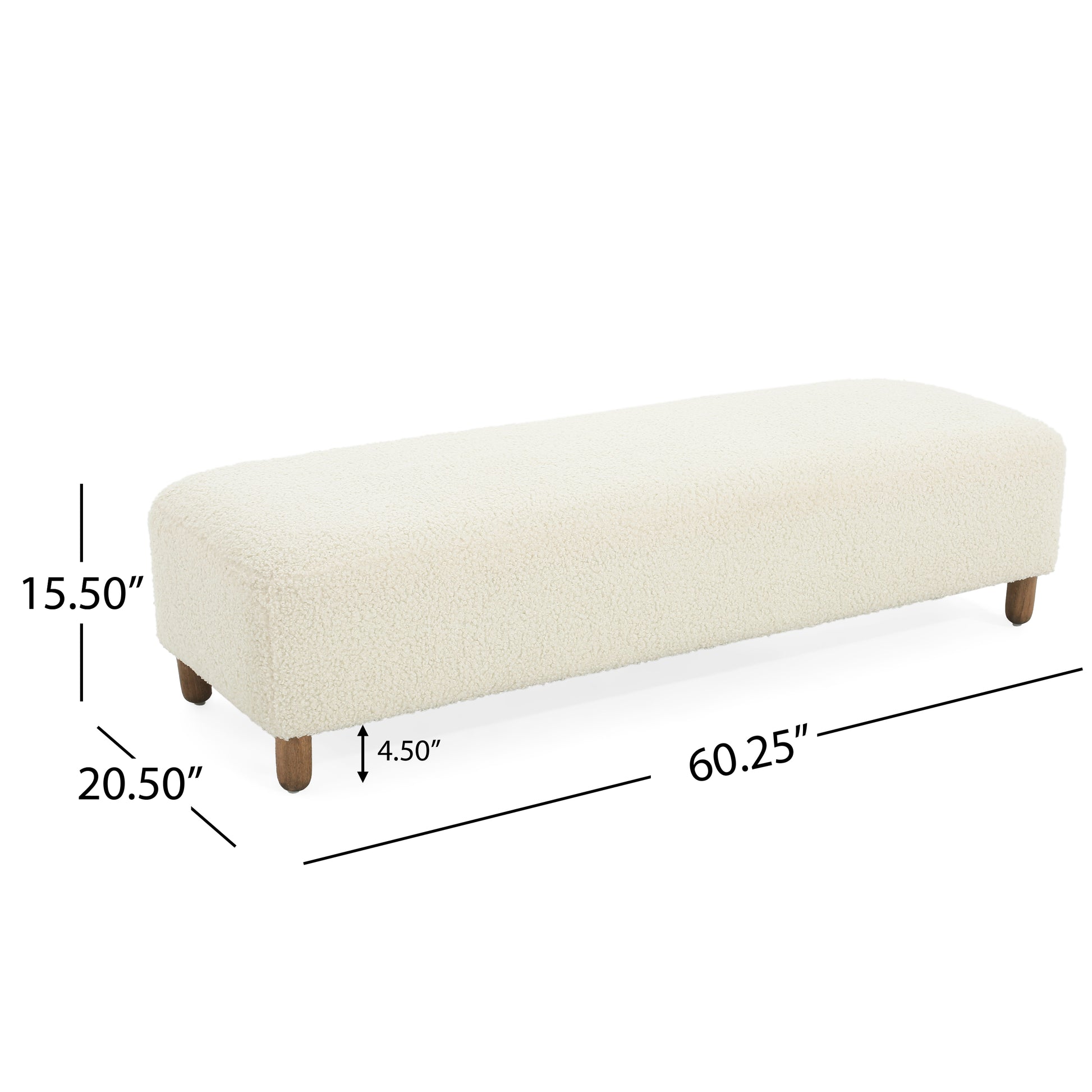 Comfortable Ottoman, White White Polyester Wood Polyester Or Polyester Blend Backless Solid Casual,Modern Pine Rectangle Armless Polyester Polyester